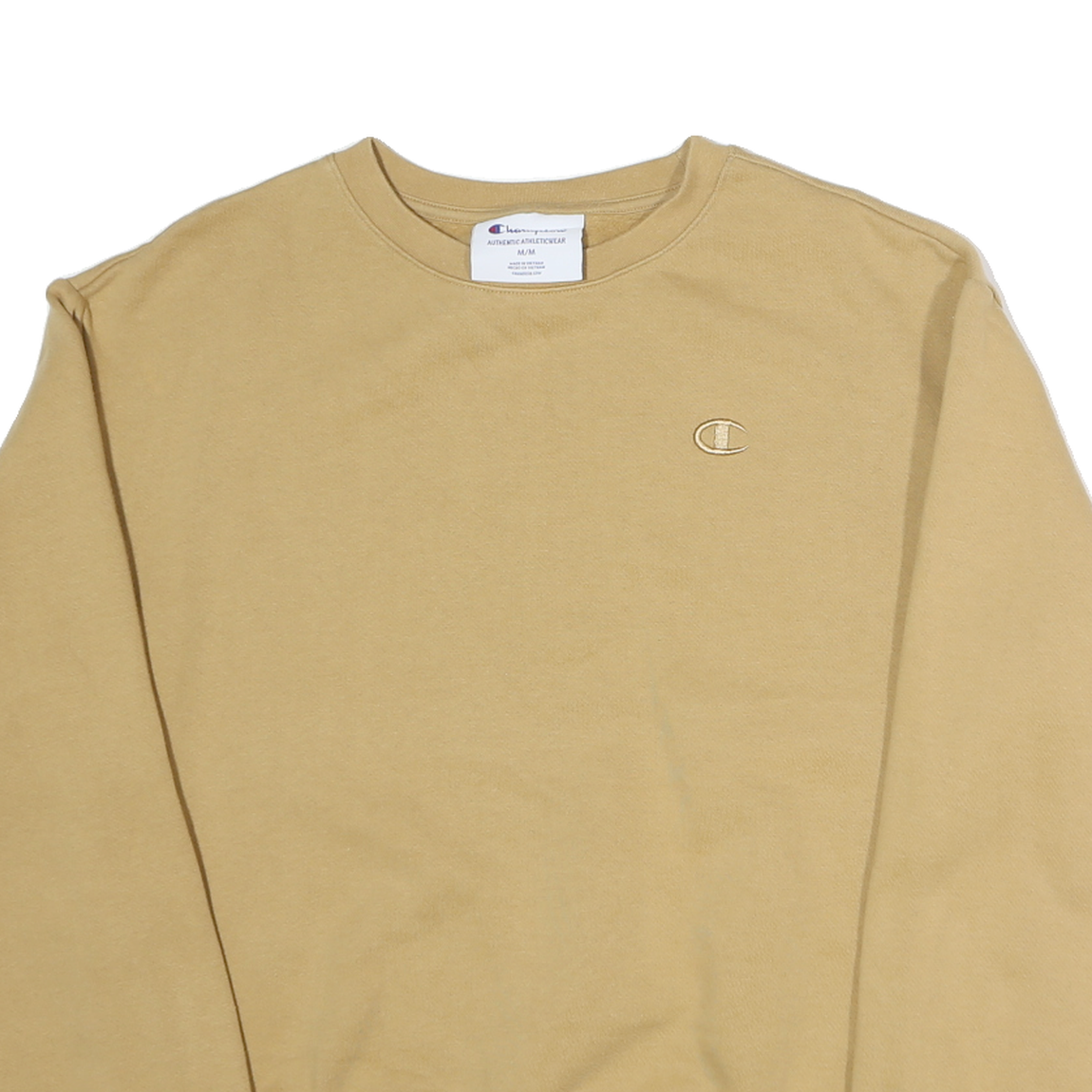CHAMPION Womens Beige Crew Neck M Cotton Pullover Sweatshirt Casual