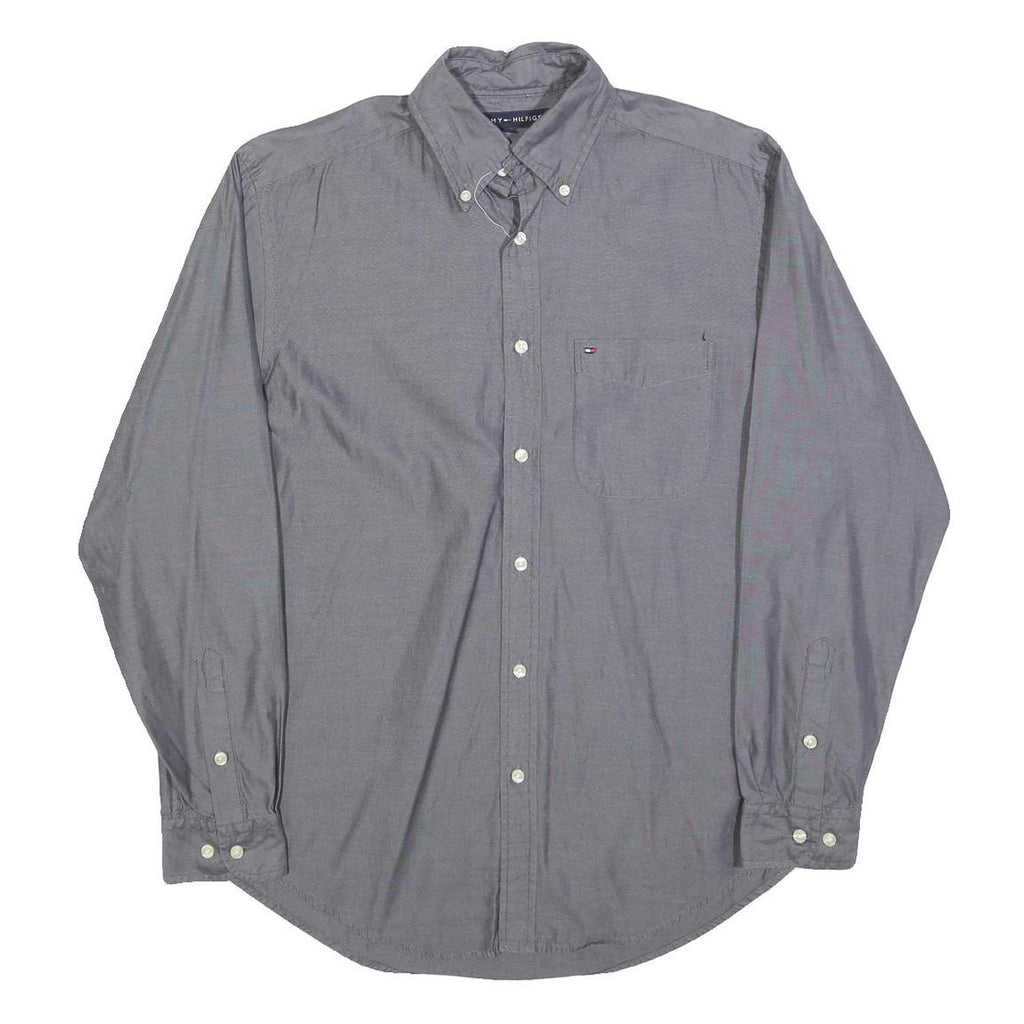 TOMMY HILFIGER Mens Grey Shirt S Button Down Long Sleeve Cotton Blend Casual