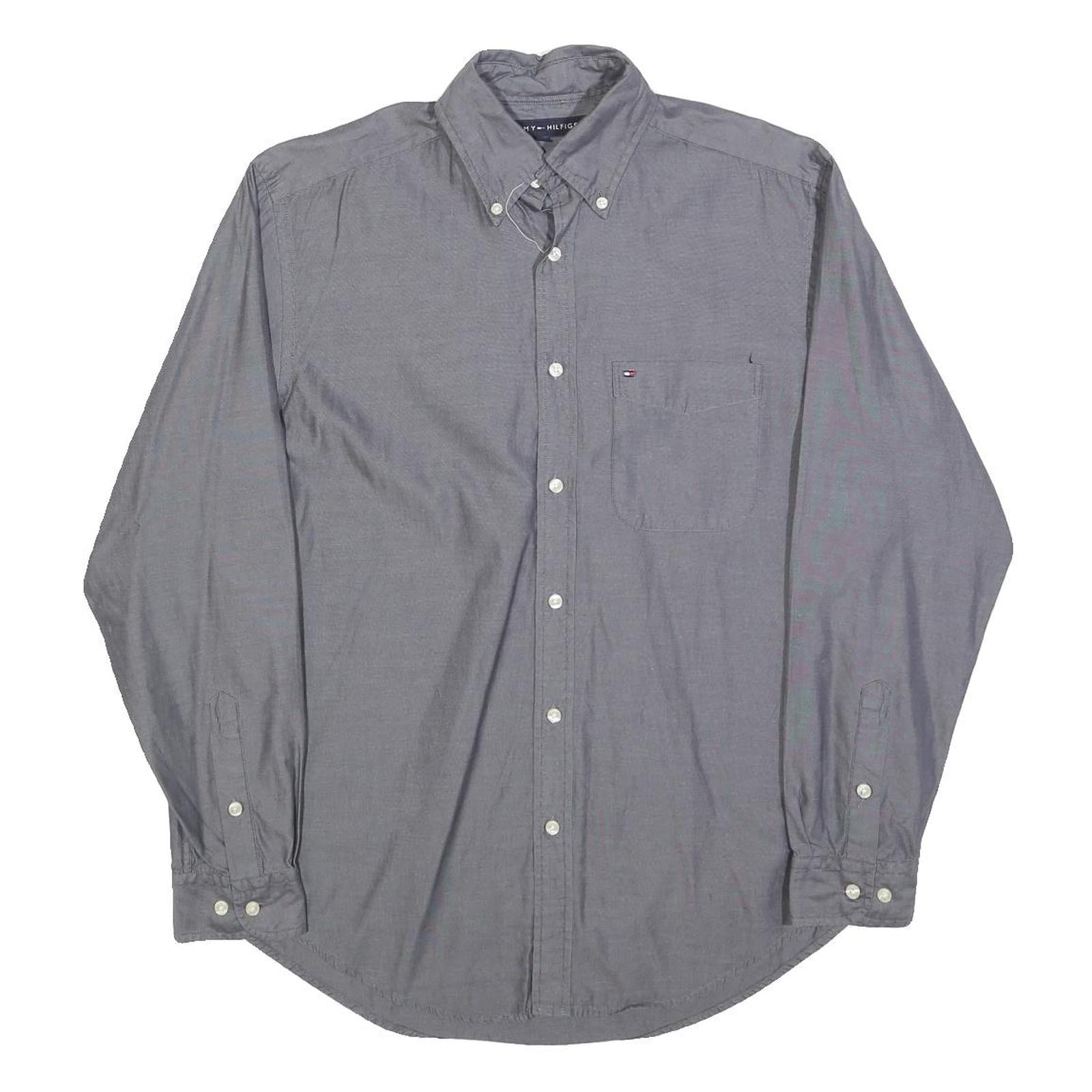TOMMY HILFIGER Mens Grey Shirt S Button Down Long Sleeve Cotton Blend Casual
