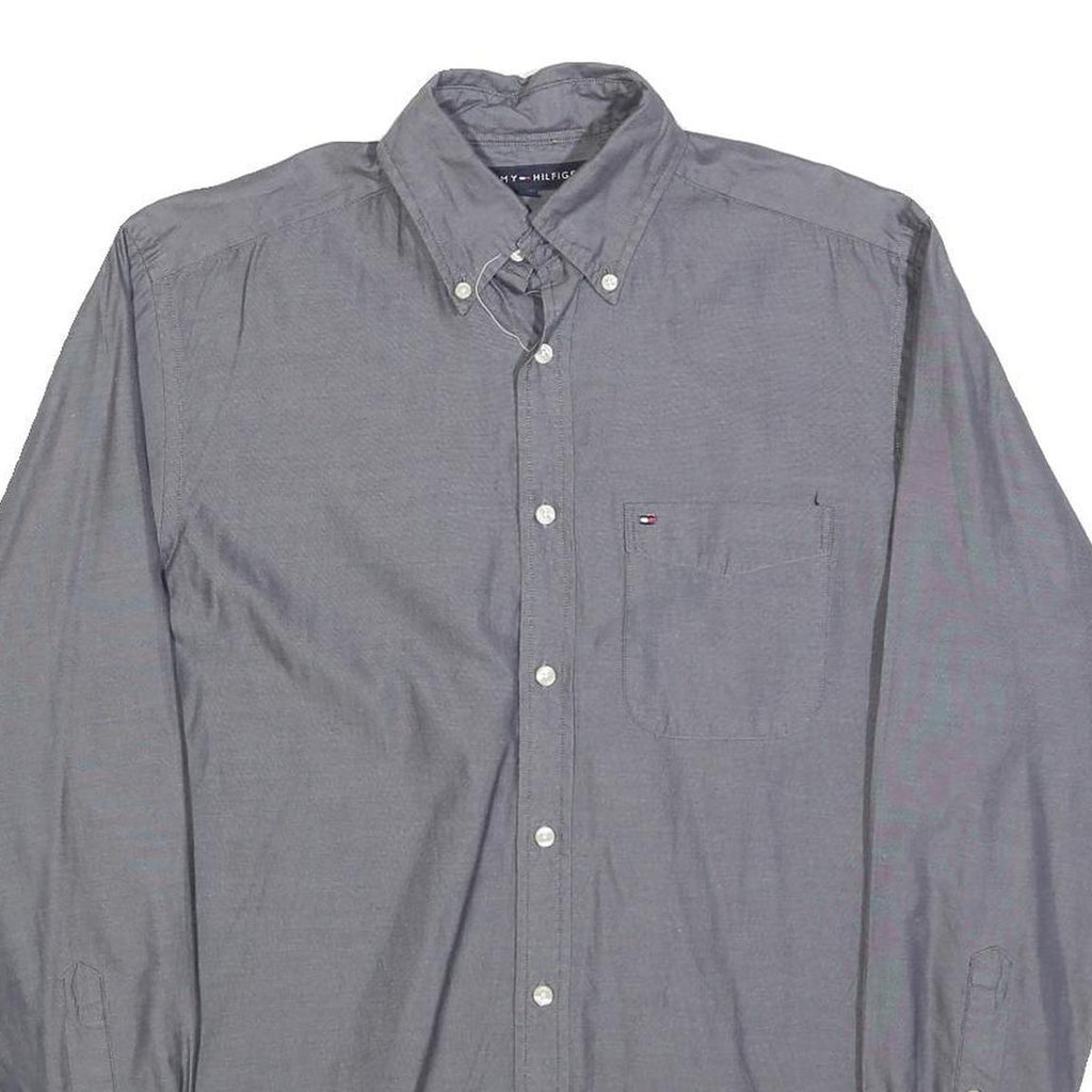 TOMMY HILFIGER Mens Grey Shirt S Button Down Long Sleeve Cotton Blend Casual