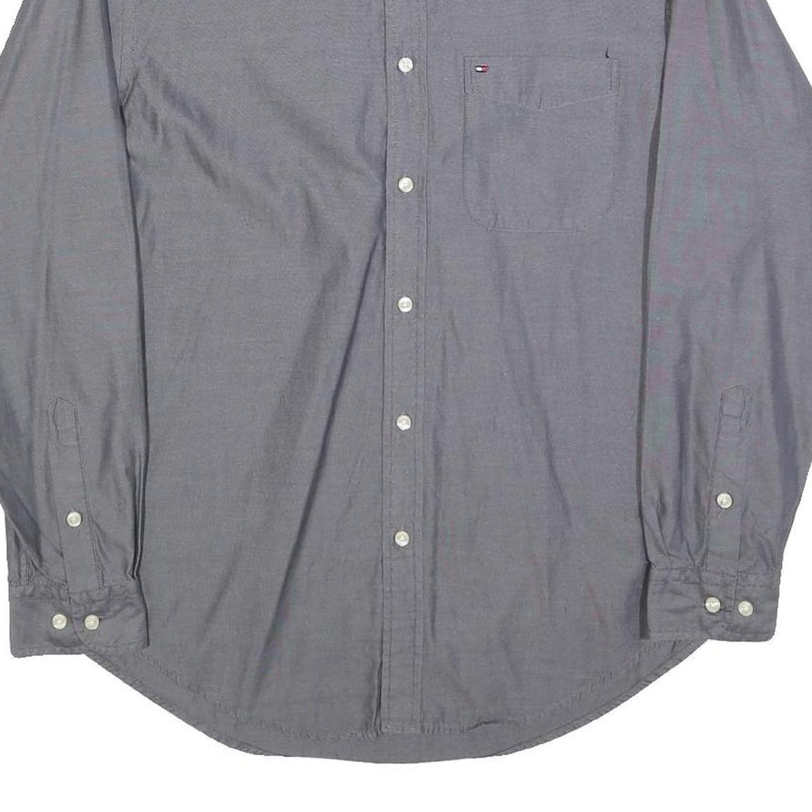 TOMMY HILFIGER Mens Grey Shirt S Button Down Long Sleeve Cotton Blend Casual