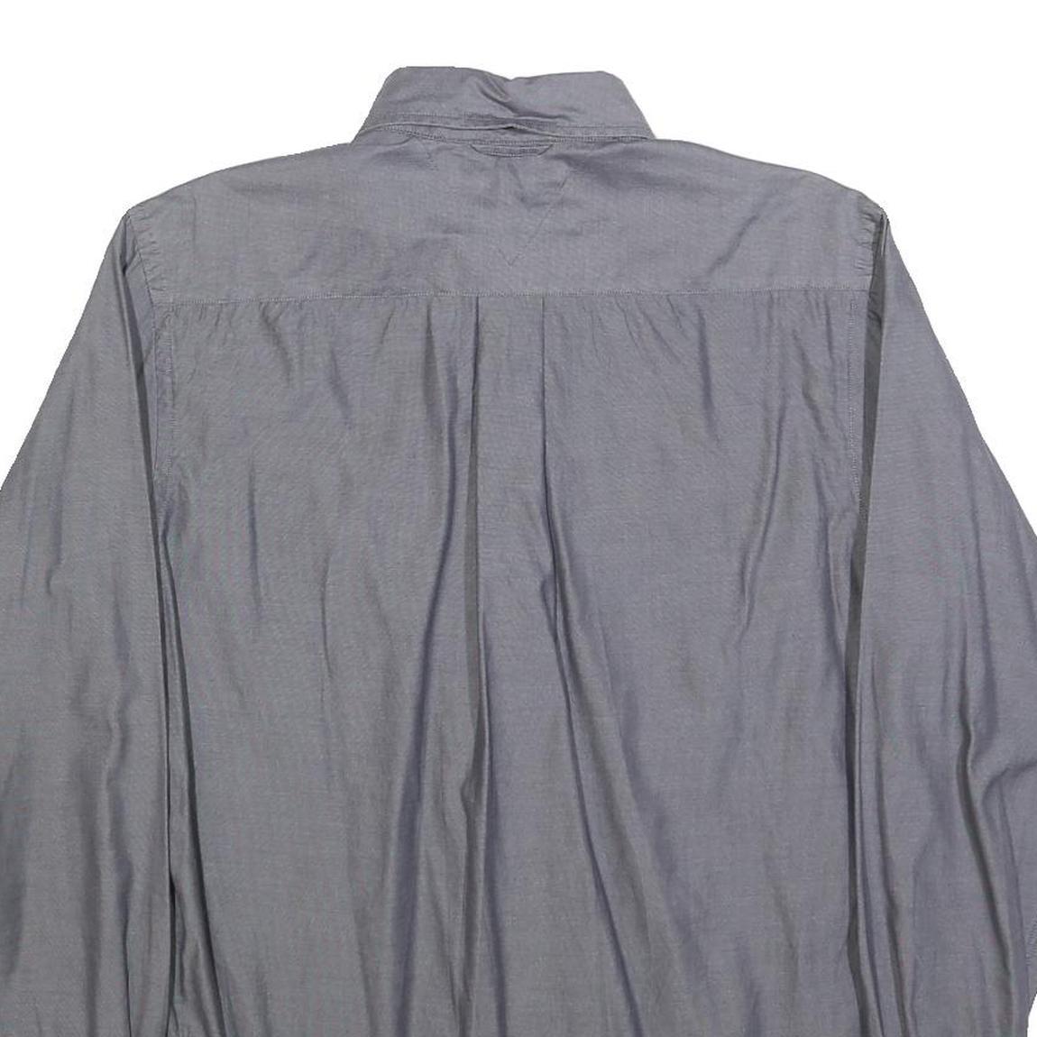 TOMMY HILFIGER Mens Grey Shirt S Button Down Long Sleeve Cotton Blend Casual