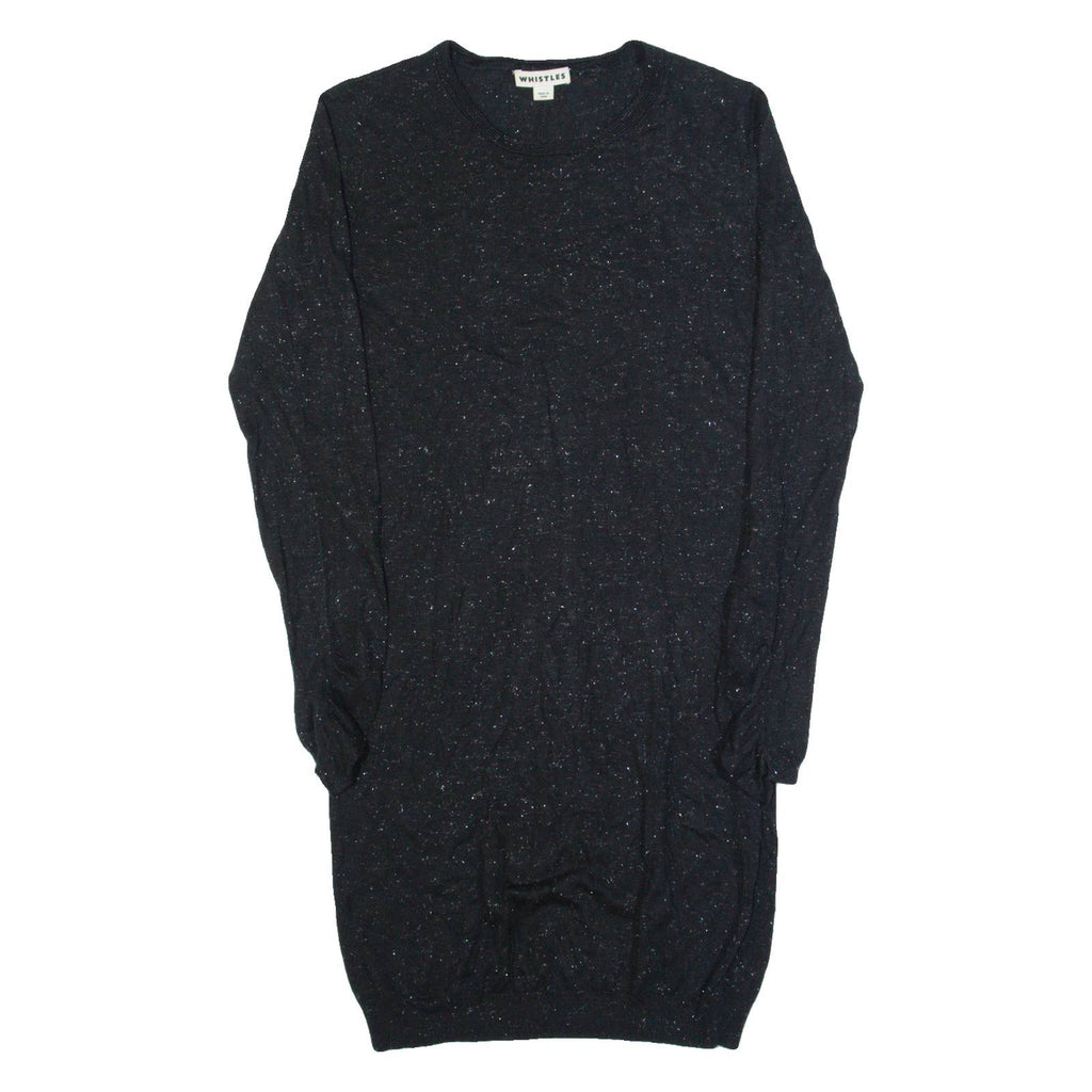 WHISTLES Womens Jumper Dress Black Knit Long Sleeve Knee Length UK 4