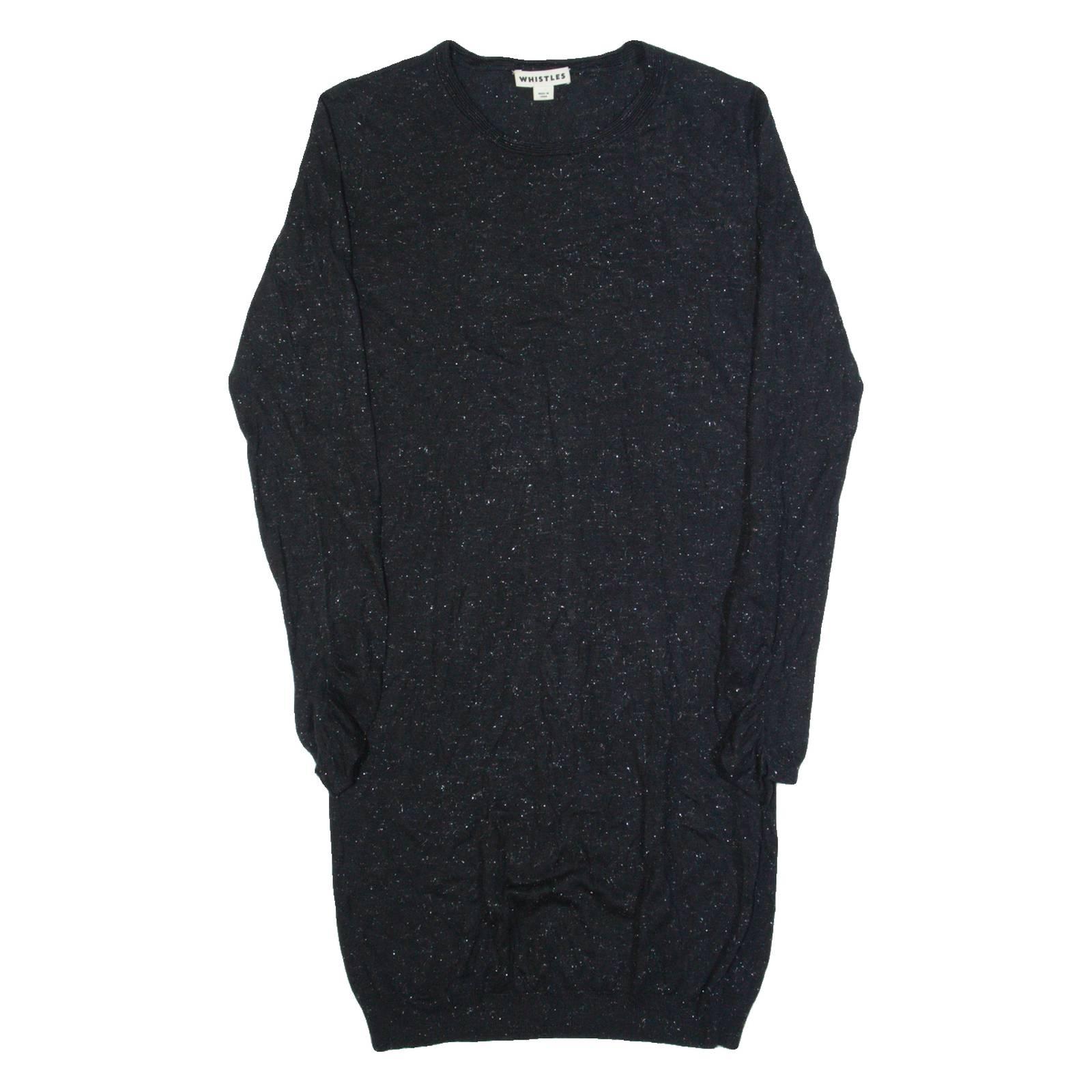WHISTLES Womens Jumper Dress Black Knit Long Sleeve Knee Length UK 4