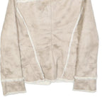 GUESS Womens Beige Faux Suede Jacket L Polyester Zip Fastening Stylish Warm