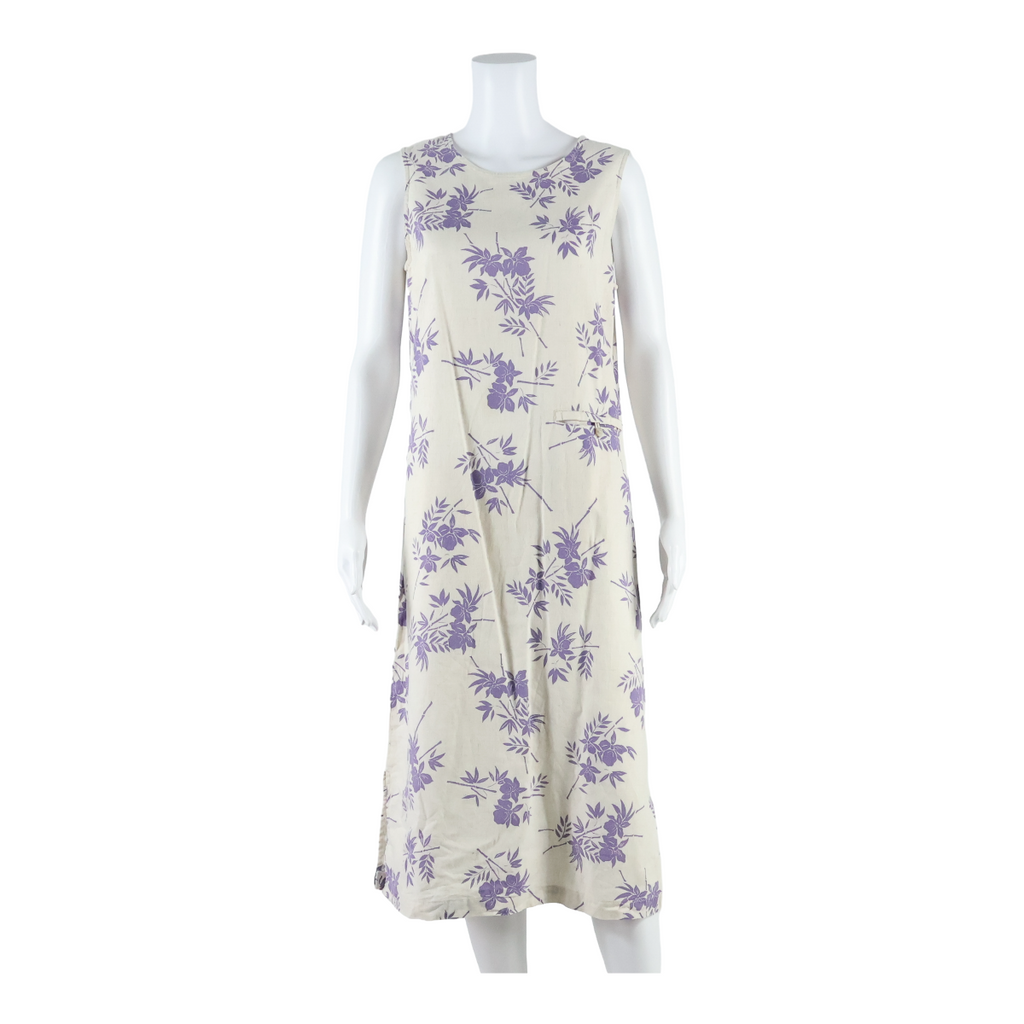 WOOLRICH Womens Shift Dress Cream Floral Sleeveless Midi XL