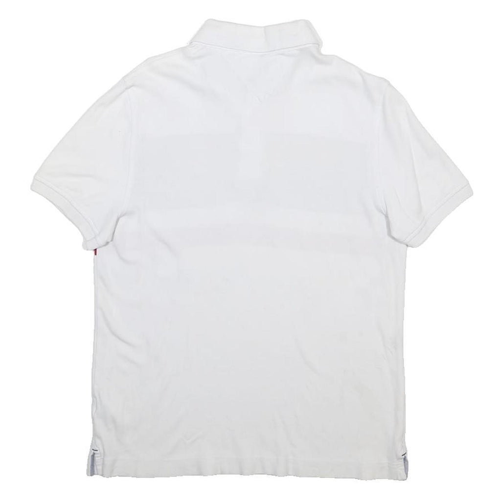 TOMMY HILFIGER Mens White Black & Red Colourblock Short Sleeve Polo Shirt S