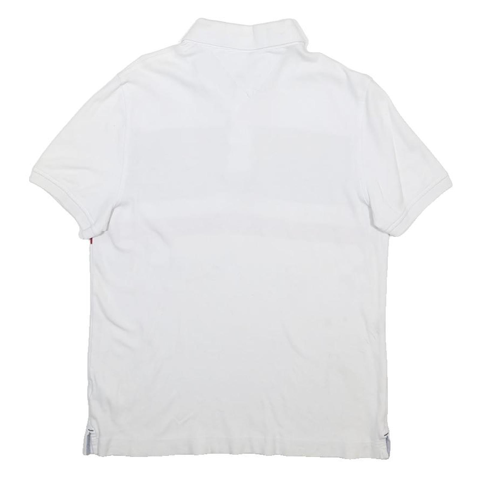 TOMMY HILFIGER Mens White Black & Red Colourblock Short Sleeve Polo Shirt S