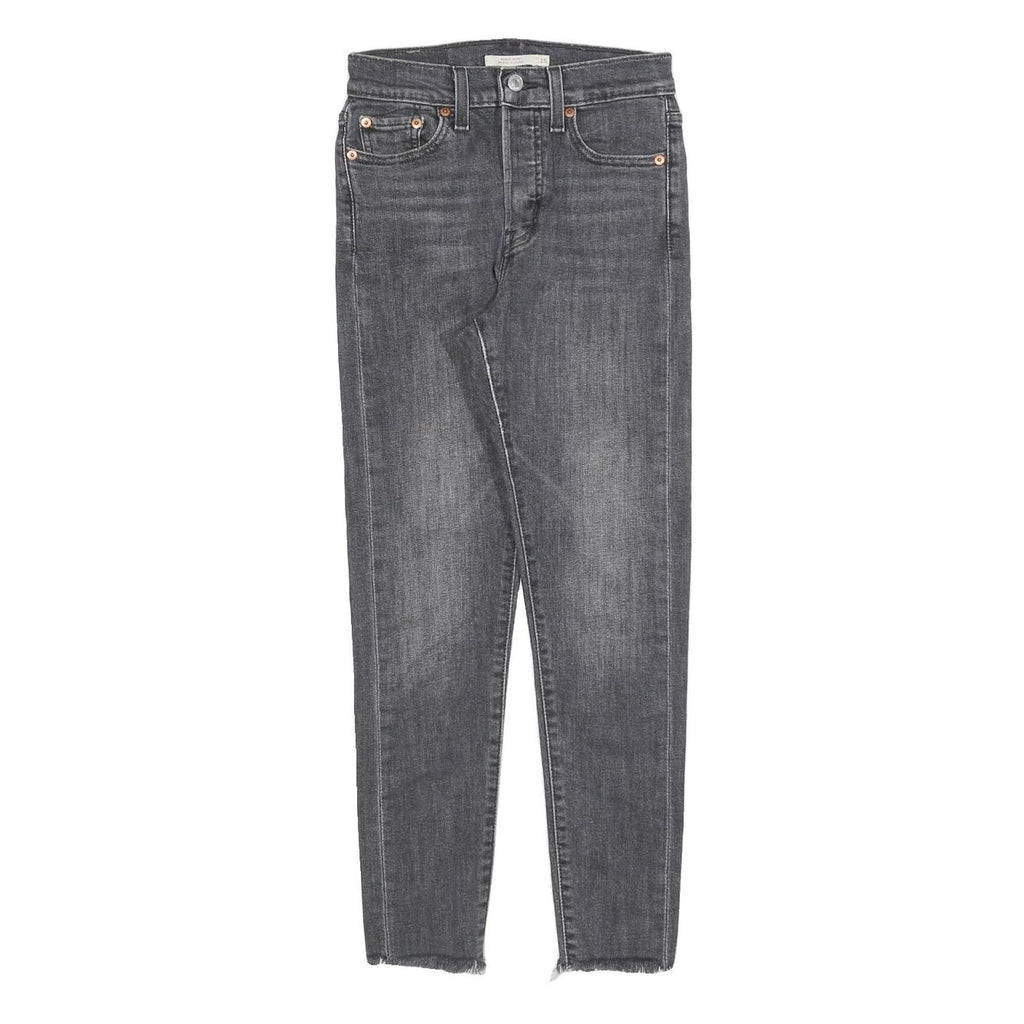 LEVI'S Womens Jeans Grey Slim Skinny Denim Raw Hem W25 L26 Stylish