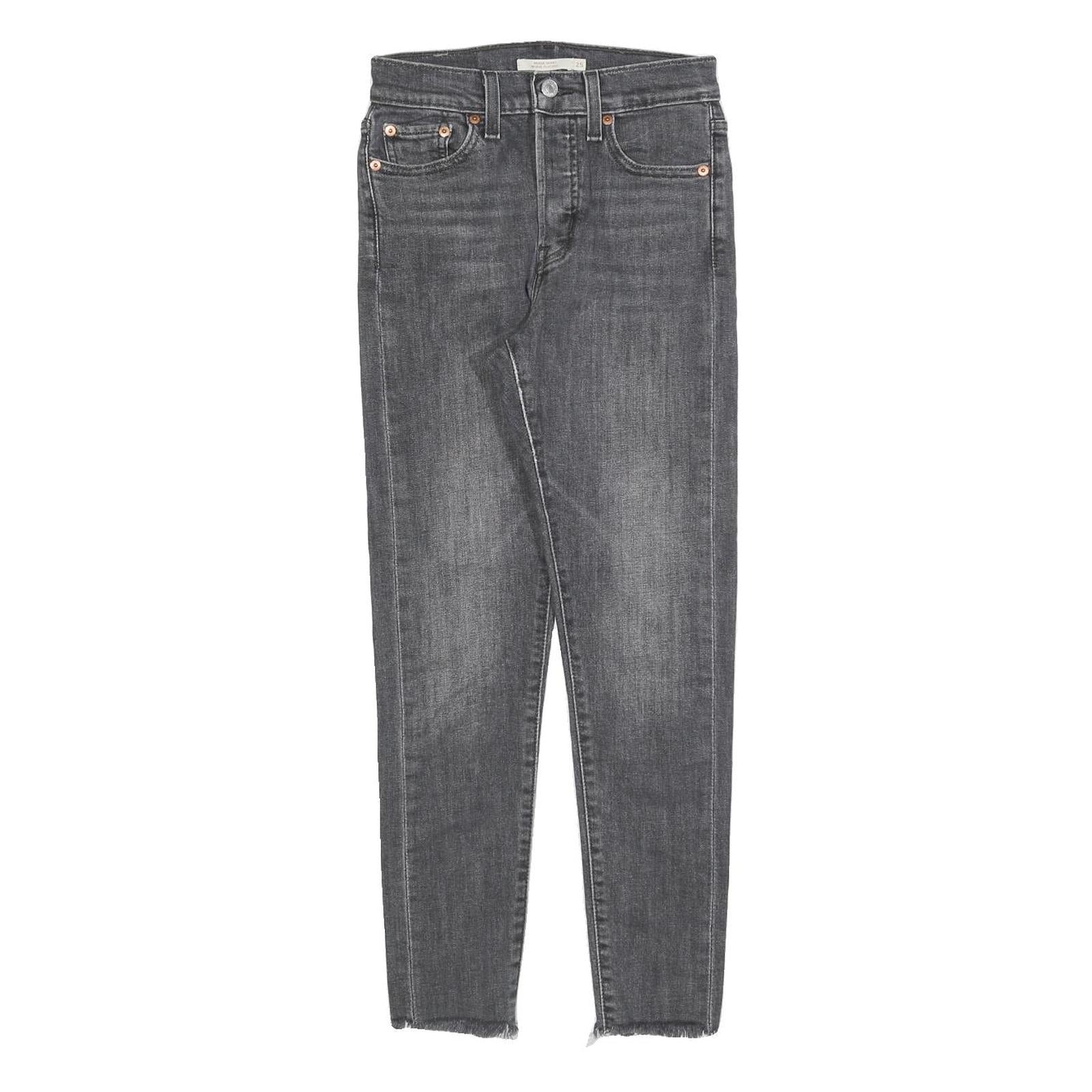 LEVI'S Womens Jeans Grey Slim Skinny Denim Raw Hem W25 L26 Stylish