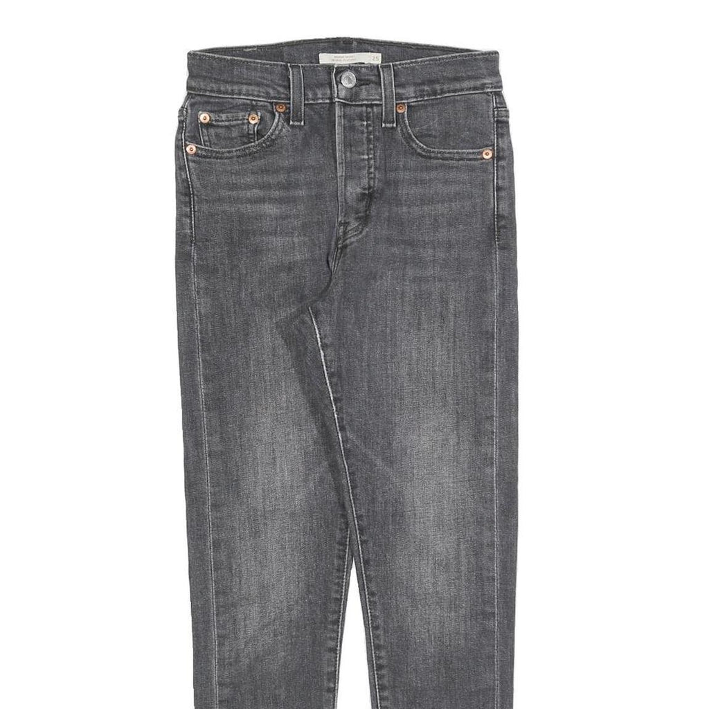 LEVI'S Womens Jeans Grey Slim Skinny Denim Raw Hem W25 L26 Stylish