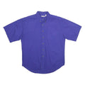 BUGLE BOY Mens Blue Plain Shirt XL Button Down Collar Short Sleeve Casual