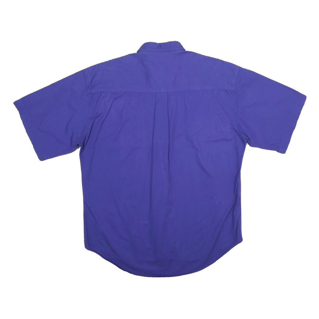 BUGLE BOY Mens Blue Plain Shirt XL Button Down Collar Short Sleeve Casual