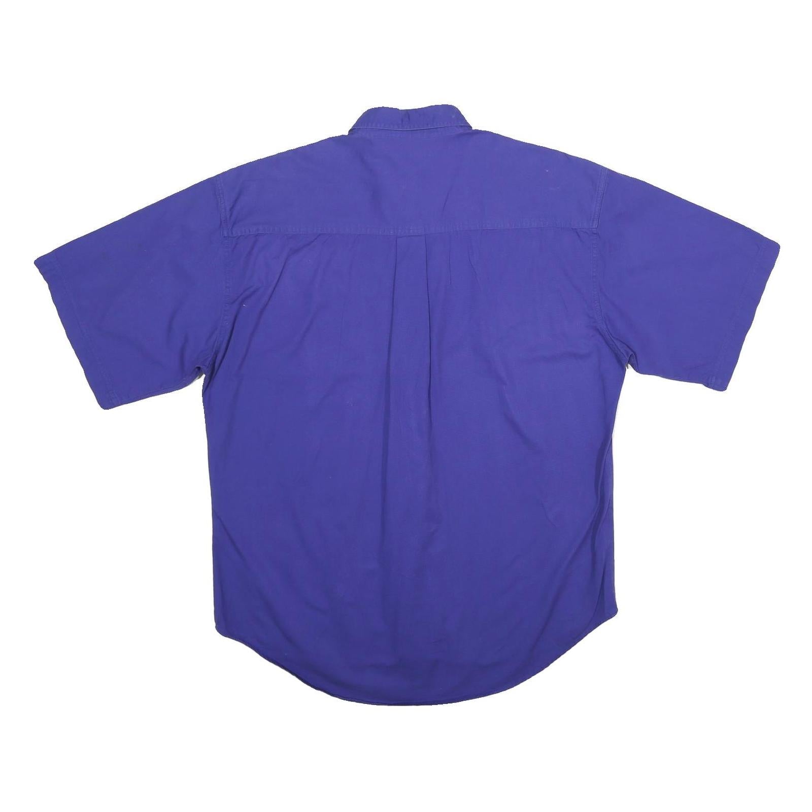 BUGLE BOY Mens Blue Plain Shirt XL Button Down Collar Short Sleeve Casual