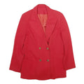 Womens Red Button Plain Jacket L Woven Classic Tailored Blazer Style