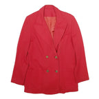 Womens Red Button Plain Jacket L Woven Classic Tailored Blazer Style