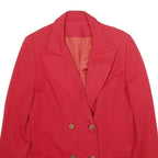 Womens Red Button Plain Jacket L Woven Classic Tailored Blazer Style