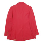 Womens Red Button Plain Jacket L Woven Classic Tailored Blazer Style