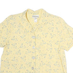 FREEPORT Womens Yellow Floral Button Short Sleeve Shirt M Lightweight Summer Top