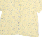 FREEPORT Womens Yellow Floral Button Short Sleeve Shirt M Lightweight Summer Top
