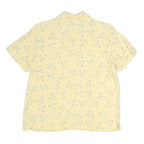 FREEPORT Womens Yellow Floral Button Short Sleeve Shirt M Lightweight Summer Top