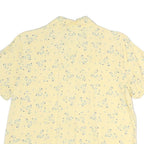FREEPORT Womens Yellow Floral Button Short Sleeve Shirt M Lightweight Summer Top