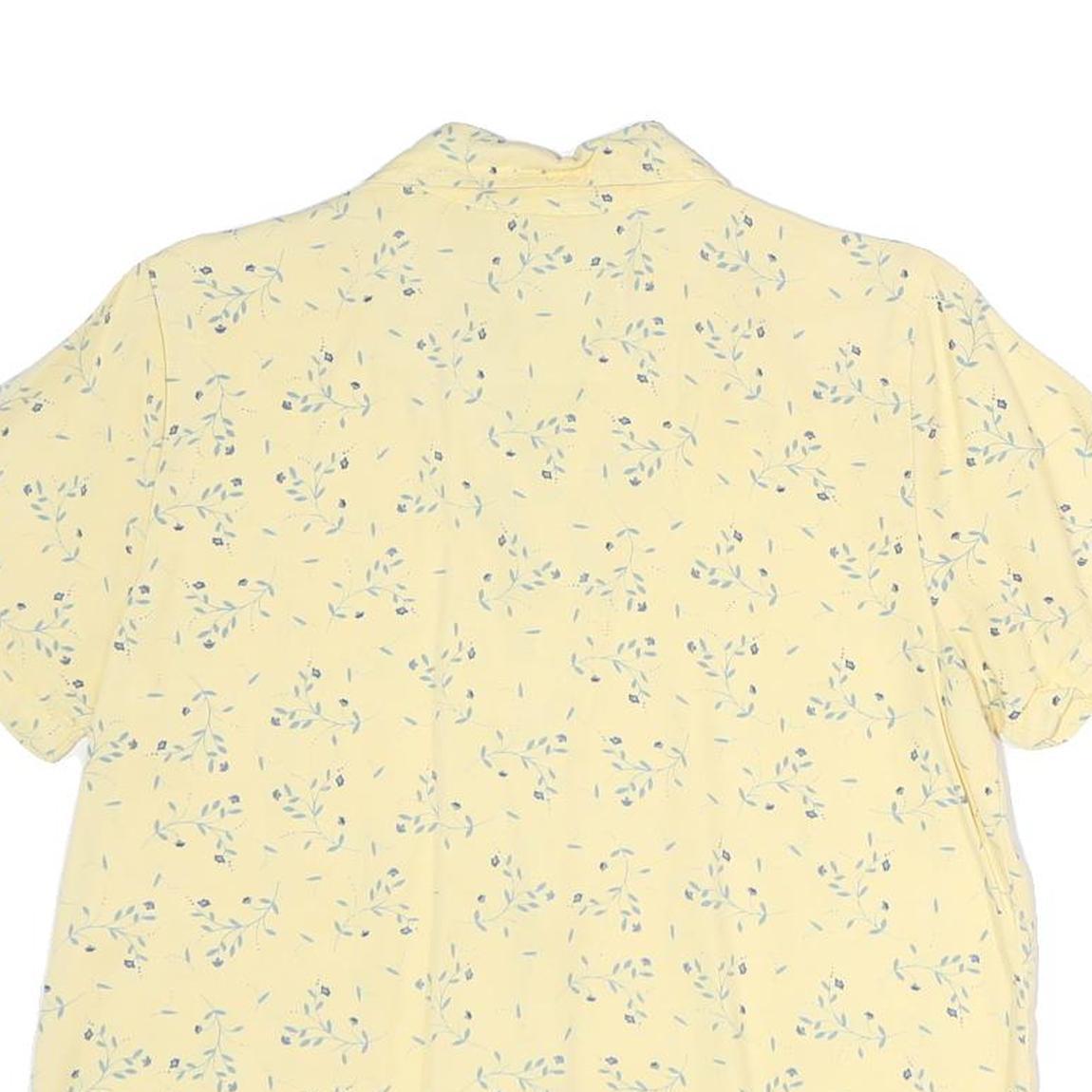FREEPORT Womens Yellow Floral Button Short Sleeve Shirt M Lightweight Summer Top
