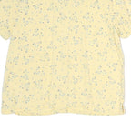 FREEPORT Womens Yellow Floral Button Short Sleeve Shirt M Lightweight Summer Top