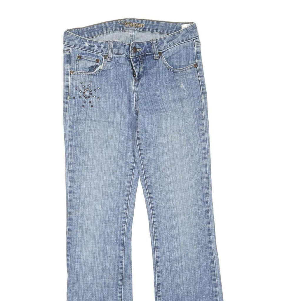 STUGAN Womens Regular Fit Blue Denim Jeans W30 L30 Studded Pocket Detail