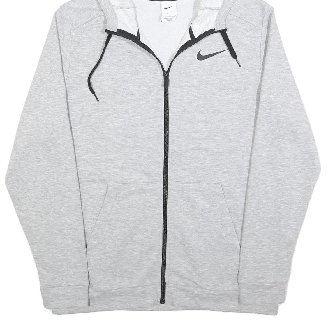 NIKE Mens Grey Pullover Hooded Hoodie L Lightweight Cotton Blend Sportswear