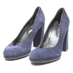 TODS Womens Blue Leather Block Heels UK 6.5 Elegant Classic Court Shoes