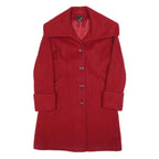 H&M Womens Red Wool Blend Classic Coat S Button Closure Elegant Warm
