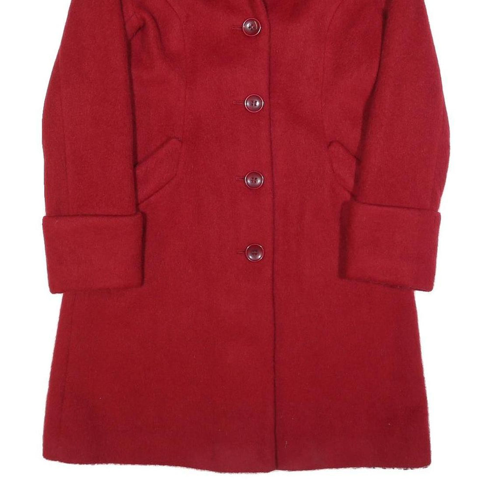 H&M Womens Red Wool Blend Classic Coat S Button Closure Elegant Warm