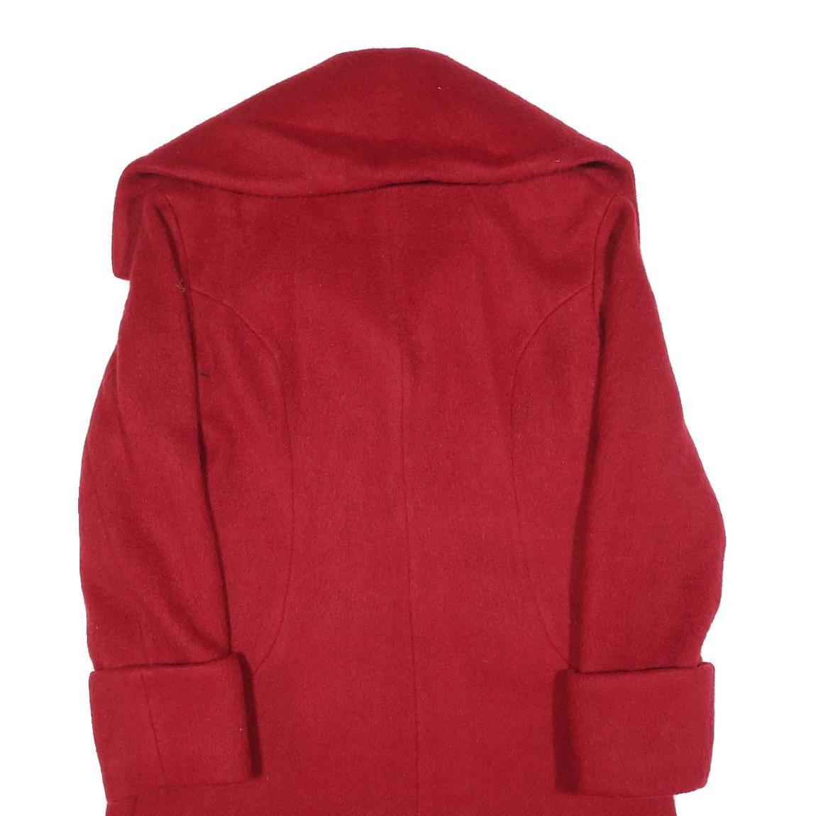 H&M Womens Red Wool Blend Classic Coat S Button Closure Elegant Warm