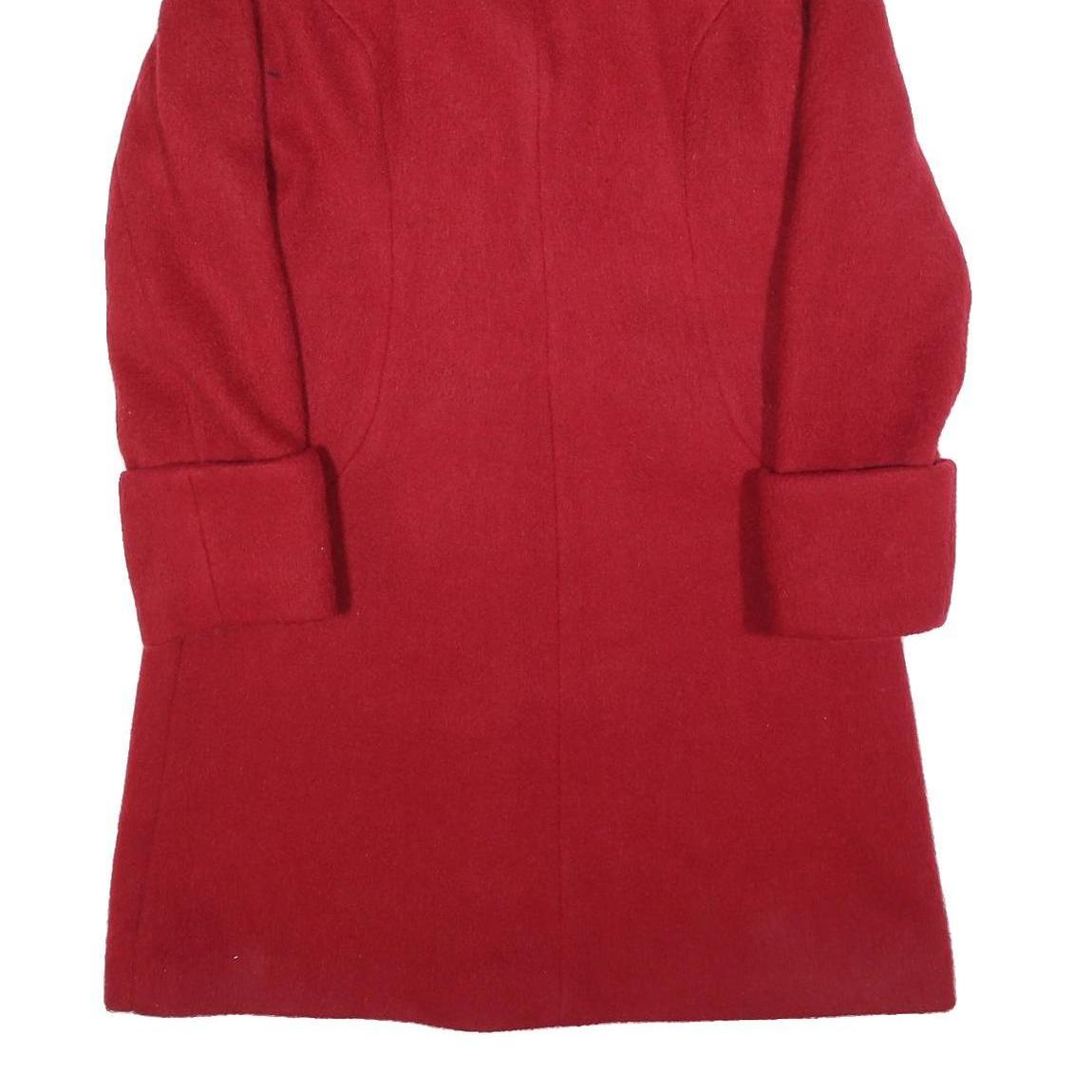 H&M Womens Red Wool Blend Classic Coat S Button Closure Elegant Warm