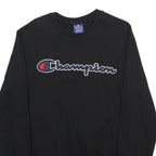 CHAMPION Mens Black Crew Neck M Sweatshirt Cotton Blend Pullover Logo