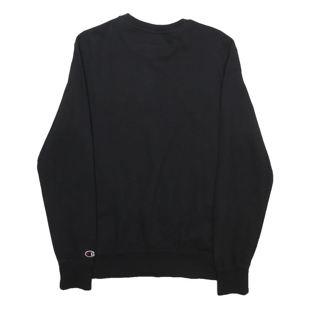 CHAMPION Mens Black Crew Neck M Sweatshirt Cotton Blend Pullover Logo