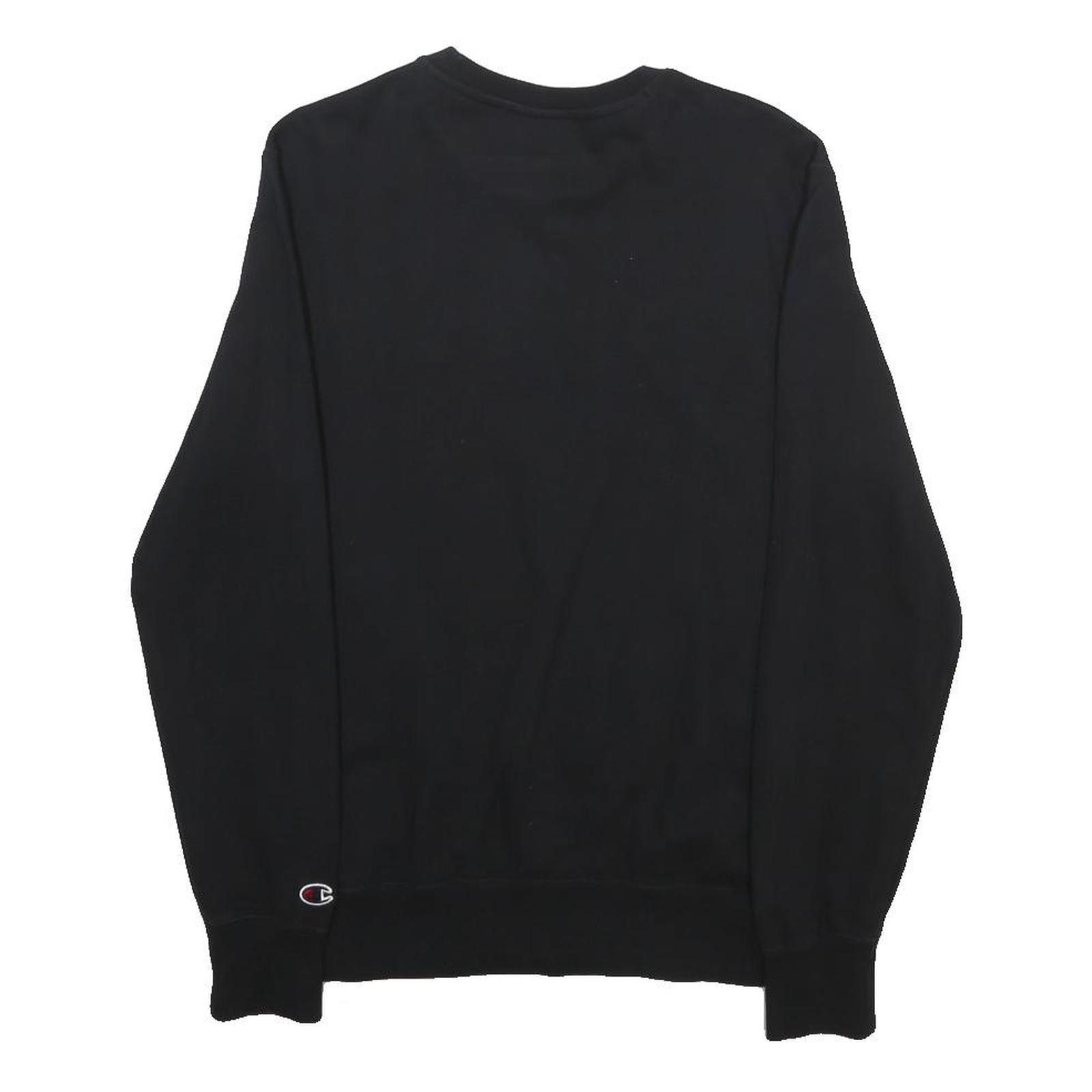 CHAMPION Mens Black Crew Neck M Sweatshirt Cotton Blend Pullover Logo