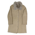 Womens Beige Faux Shearling Button Jacket S Polyester Blend Warm Stylish