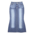 NEWPORT NEWS Womens Blue Denim Flare Midi Cotton Jeans Skirt S Pocketed