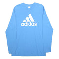 ADIDAS Mens Blue Long Sleeve T-Shirt S Crew Neck Cotton Logo Print