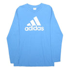ADIDAS Mens Blue Long Sleeve T-Shirt S Crew Neck Cotton Logo Print