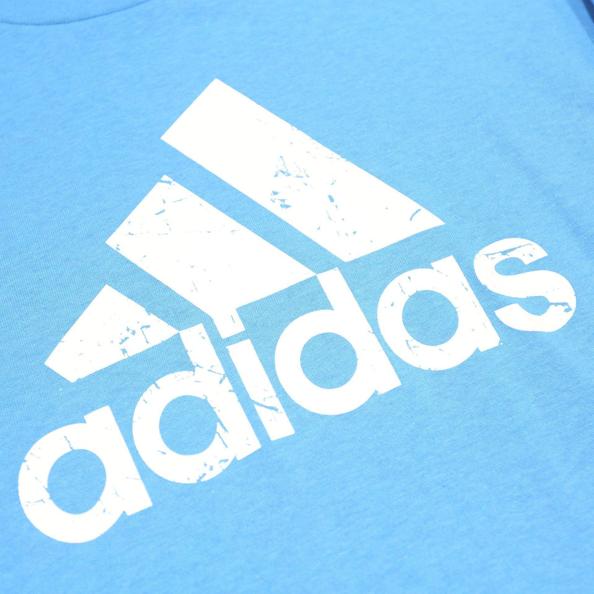 ADIDAS Mens Blue Long Sleeve T-Shirt S Crew Neck Cotton Logo Print