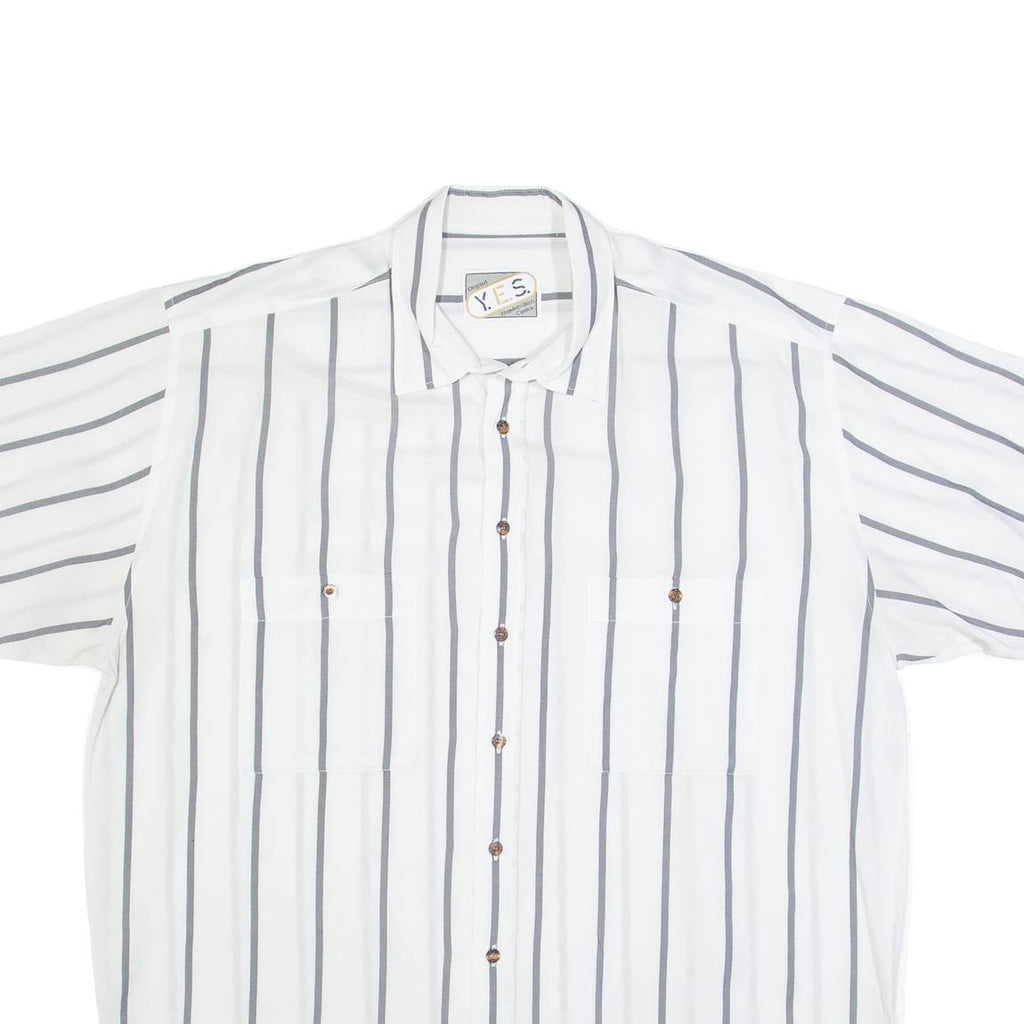 YES Mens Shirt White 90s Striped XL
