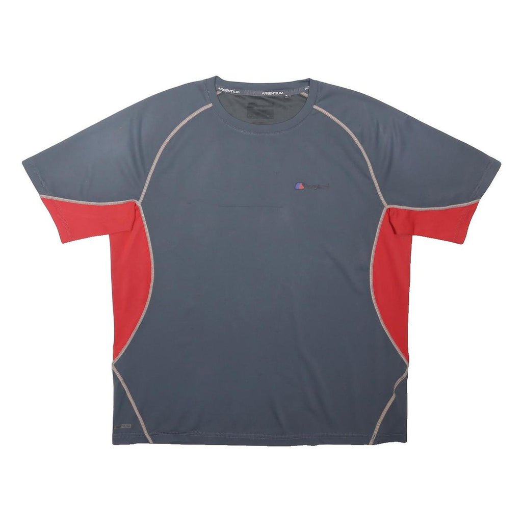 BERGHAUS Mens Grey & Red Polyester Blend Modern T-Shirt M Crew Neck Short Sleeve