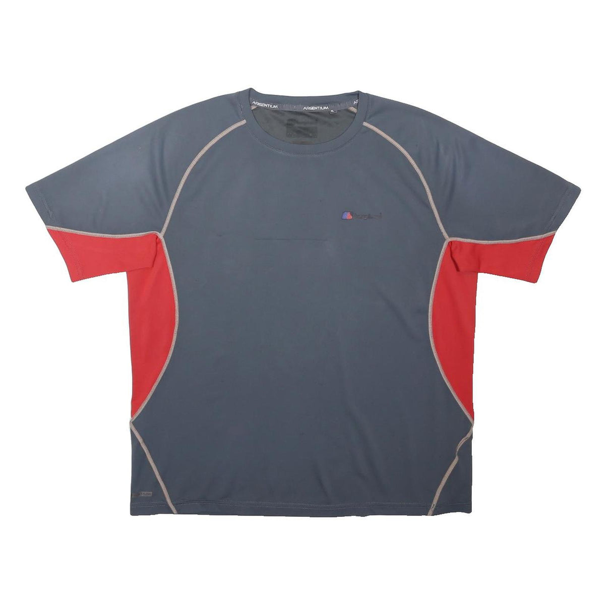 BERGHAUS Mens Grey & Red Polyester Blend Modern T-Shirt M Crew Neck Short Sleeve