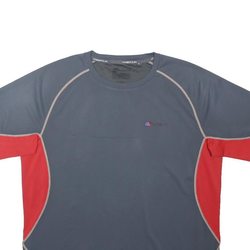 BERGHAUS Mens Grey & Red Polyester Blend Modern T-Shirt M Crew Neck Short Sleeve
