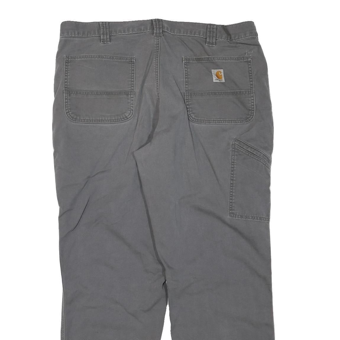 CARHARTT Mens Grey Regular Fit Straight Denim Jeans W40 L32 Workwear Durable Zip