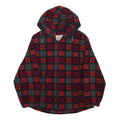WOOLRICH Womens Red & Grey Check Fleece Hooded Zip Jacket L Casual Outdoor