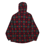 WOOLRICH Womens Red & Grey Check Fleece Hooded Zip Jacket L Casual Outdoor